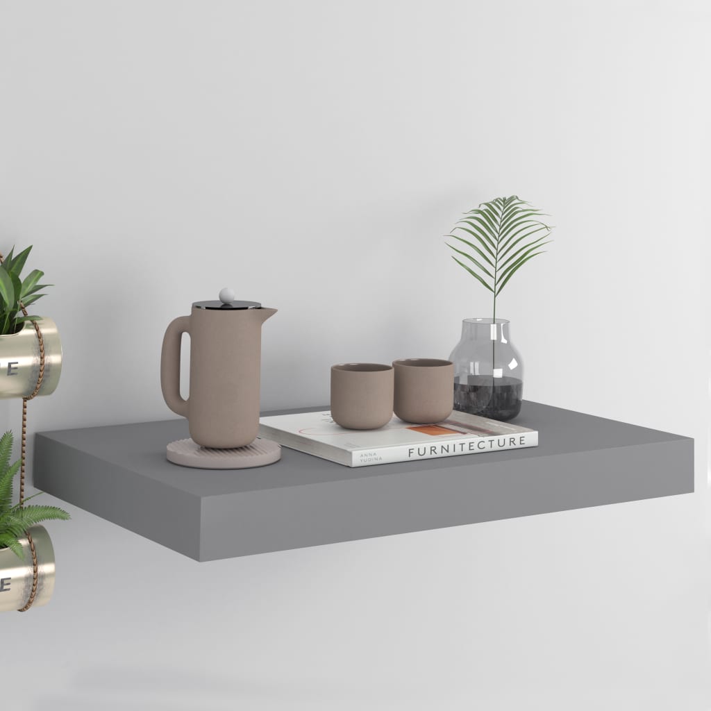 Floating Wall Shelf Grey 40x23x3.8 cm MDF- Wall Shelves & Ledges - HomeShopIreland - Home Shop Ireland - Wall Shelves & Ledges - Floating Wall Shelf Grey 40x23x3.8 cm MDF