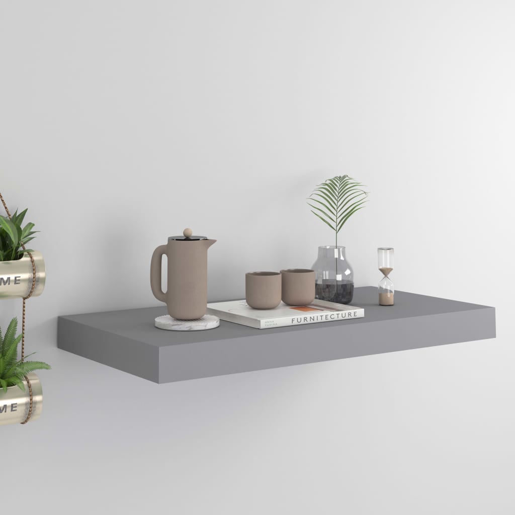 Floating Wall Shelf Grey 50x23x3.8 cm MDF- Wall Shelves & Ledges - HomeShopIreland - Home Shop Ireland - Wall Shelves & Ledges - Floating Wall Shelf Grey 50x23x3.8 cm MDF
