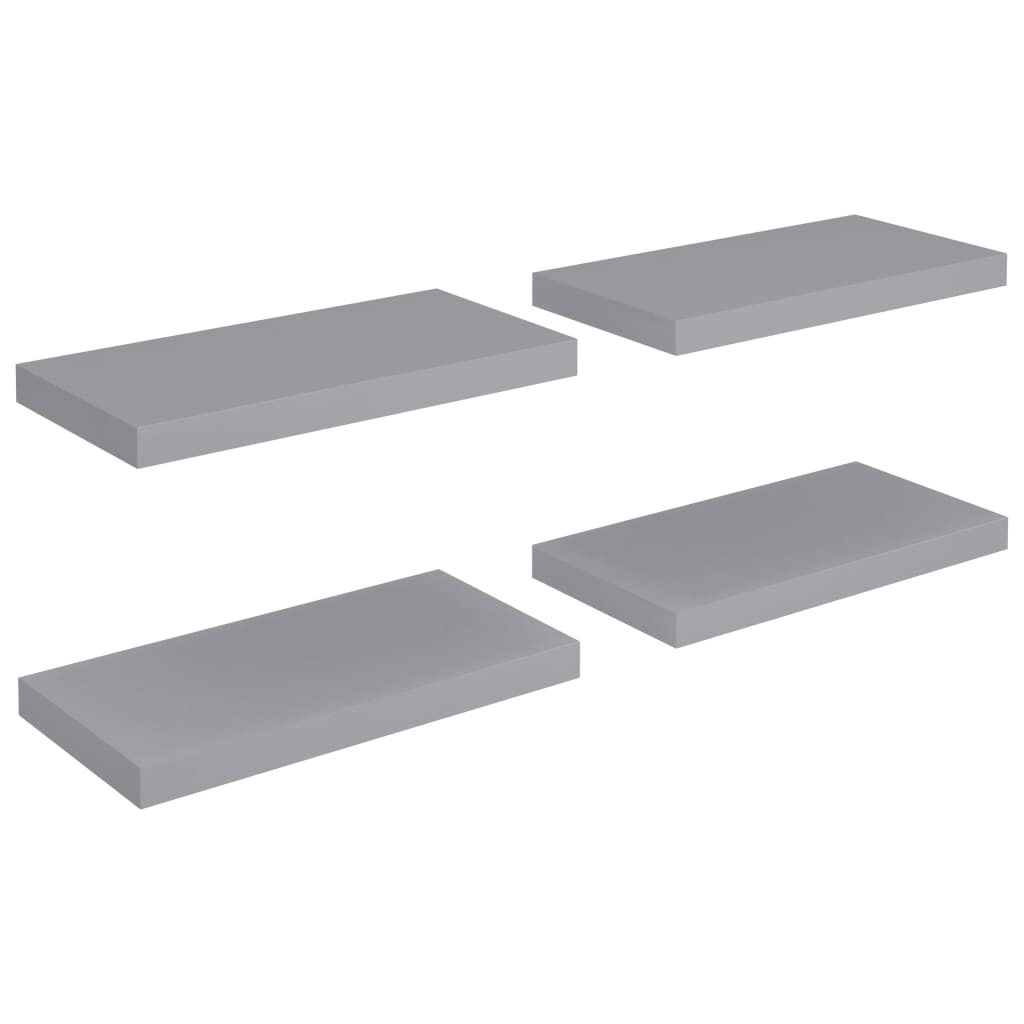 Floating Wall Shelves 4 pcs Grey 50x23x3.8 cm MDF- Wall Shelves & Ledges - HomeShopIreland - Home Shop Ireland - Wall Shelves & Ledges - Floating Wall Shelves 4 pcs Grey 50x23x3.8 cm MDF