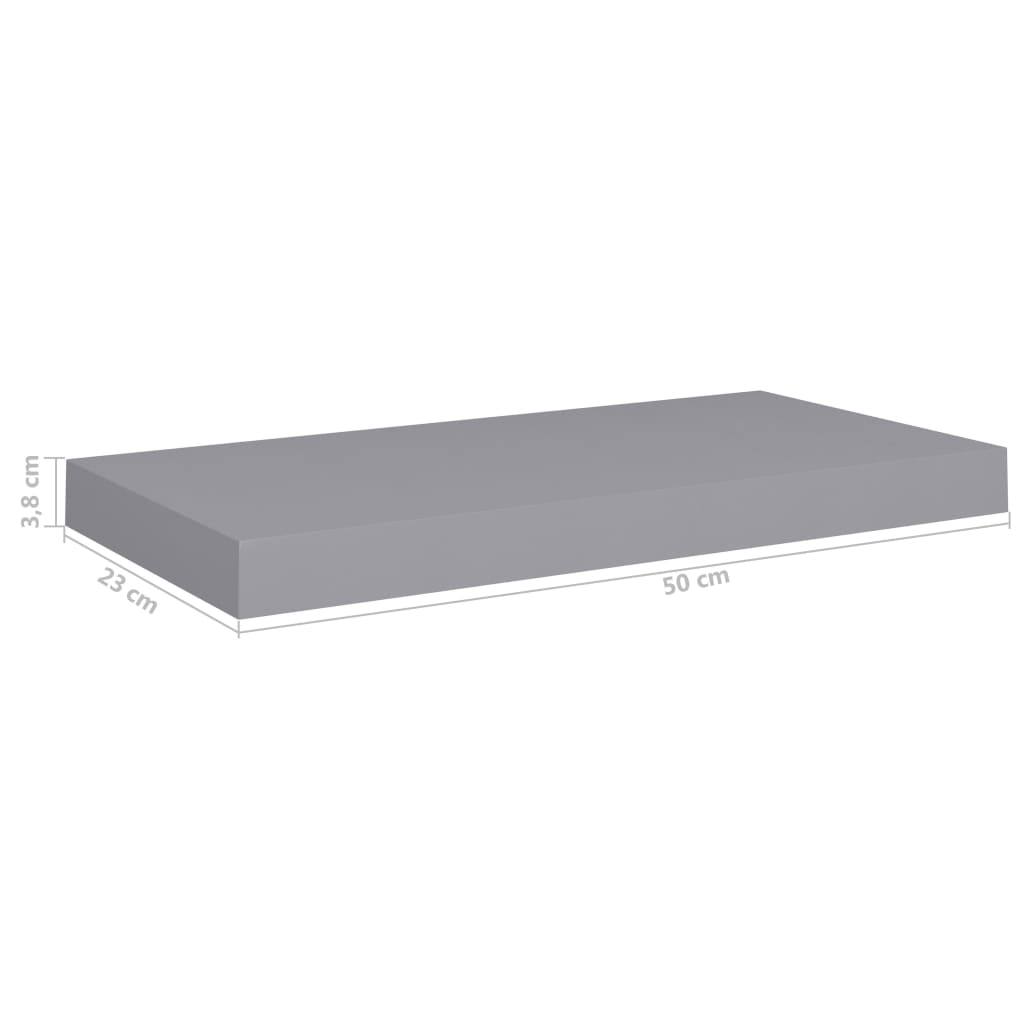 Floating Wall Shelves 4 pcs Grey 50x23x3.8 cm MDF- Wall Shelves & Ledges - HomeShopIreland - Home Shop Ireland - Wall Shelves & Ledges - Floating Wall Shelves 4 pcs Grey 50x23x3.8 cm MDF