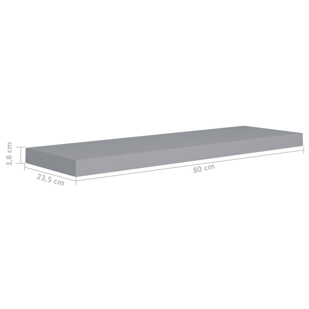 Floating Wall Shelves 4 pcs Grey 80x23.5x3.8 cm MDF- Wall Shelves & Ledges - HomeShopIreland - Home Shop Ireland - Wall Shelves & Ledges - Floating Wall Shelves 4 pcs Grey 80x23.5x3.8 cm MDF