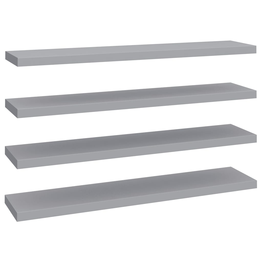 Floating Wall Shelves 4 pcs Grey 120x23.5x3.8 cm MDF- Wall Shelves & Ledges - HomeShopIreland - Home Shop Ireland - Wall Shelves & Ledges - Floating Wall Shelves 4 pcs Grey 120x23.5x3.8 cm MDF