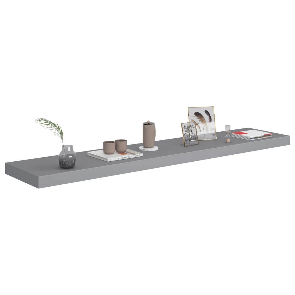 Floating Wall Shelves 4 pcs Grey 120x23.5x3.8 cm MDF- Wall Shelves & Ledges - HomeShopIreland - Home Shop Ireland - Wall Shelves & Ledges - Floating Wall Shelves 4 pcs Grey 120x23.5x3.8 cm MDF