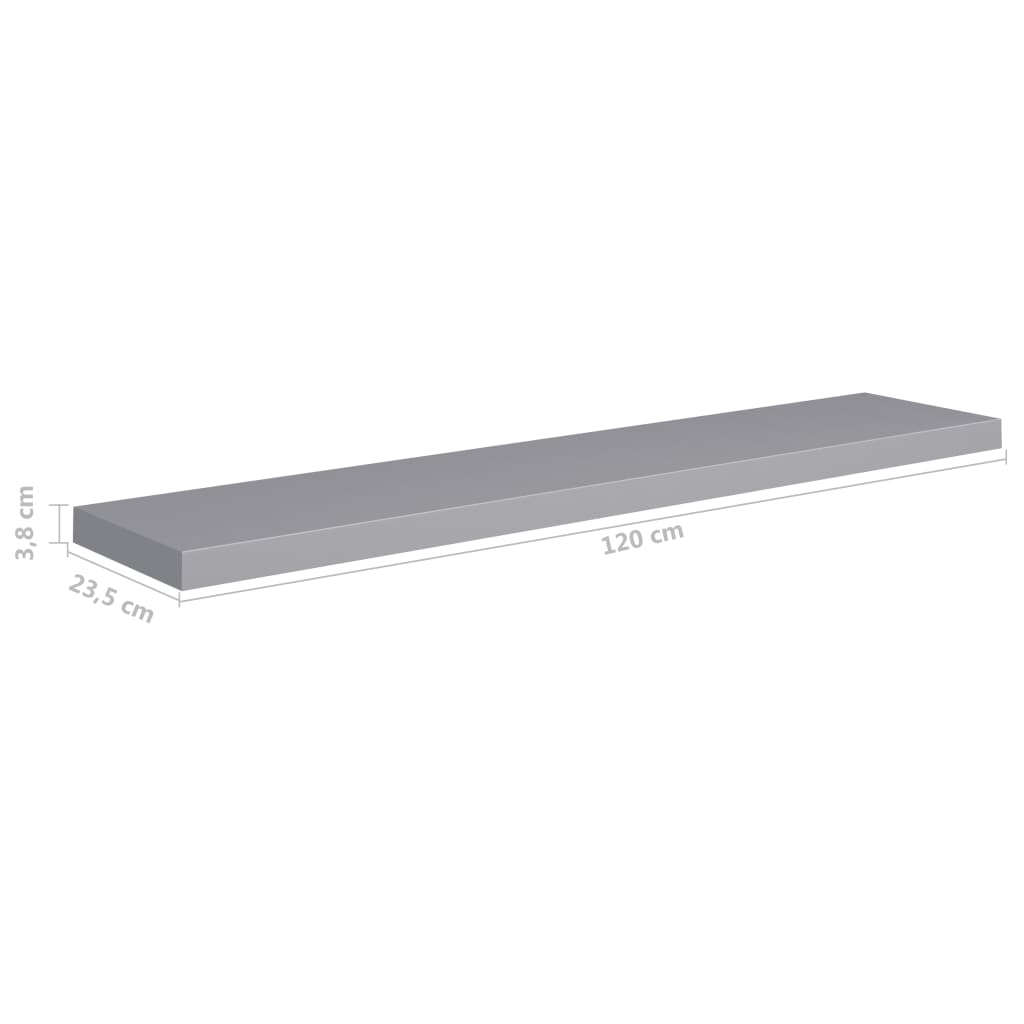 Floating Wall Shelves 4 pcs Grey 120x23.5x3.8 cm MDF- Wall Shelves & Ledges - HomeShopIreland - Home Shop Ireland - Wall Shelves & Ledges - Floating Wall Shelves 4 pcs Grey 120x23.5x3.8 cm MDF