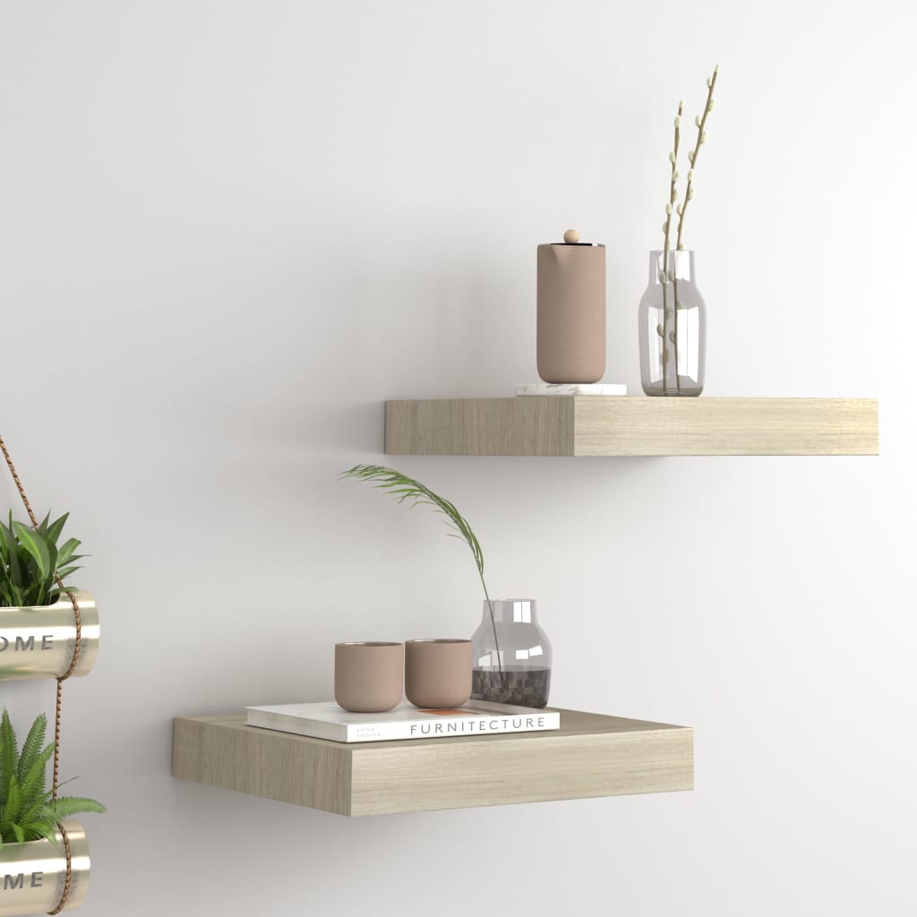 Floating Wall Shelves 2 pcs Oak 23x23.5x3.8 cm MDF- Wall Shelves & Ledges - HomeShopIreland - Home Shop Ireland - Wall Shelves & Ledges - Floating Wall Shelves 2 pcs Oak 23x23.5x3.8 cm MDF