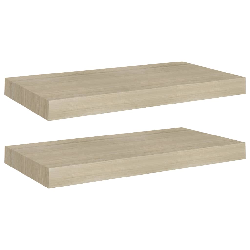 Floating Wall Shelves 2 pcs Oak 50x23x3.8 cm MDF- Wall Shelves & Ledges - HomeShopIreland - Home Shop Ireland - Wall Shelves & Ledges - Floating Wall Shelves 2 pcs Oak 50x23x3.8 cm MDF