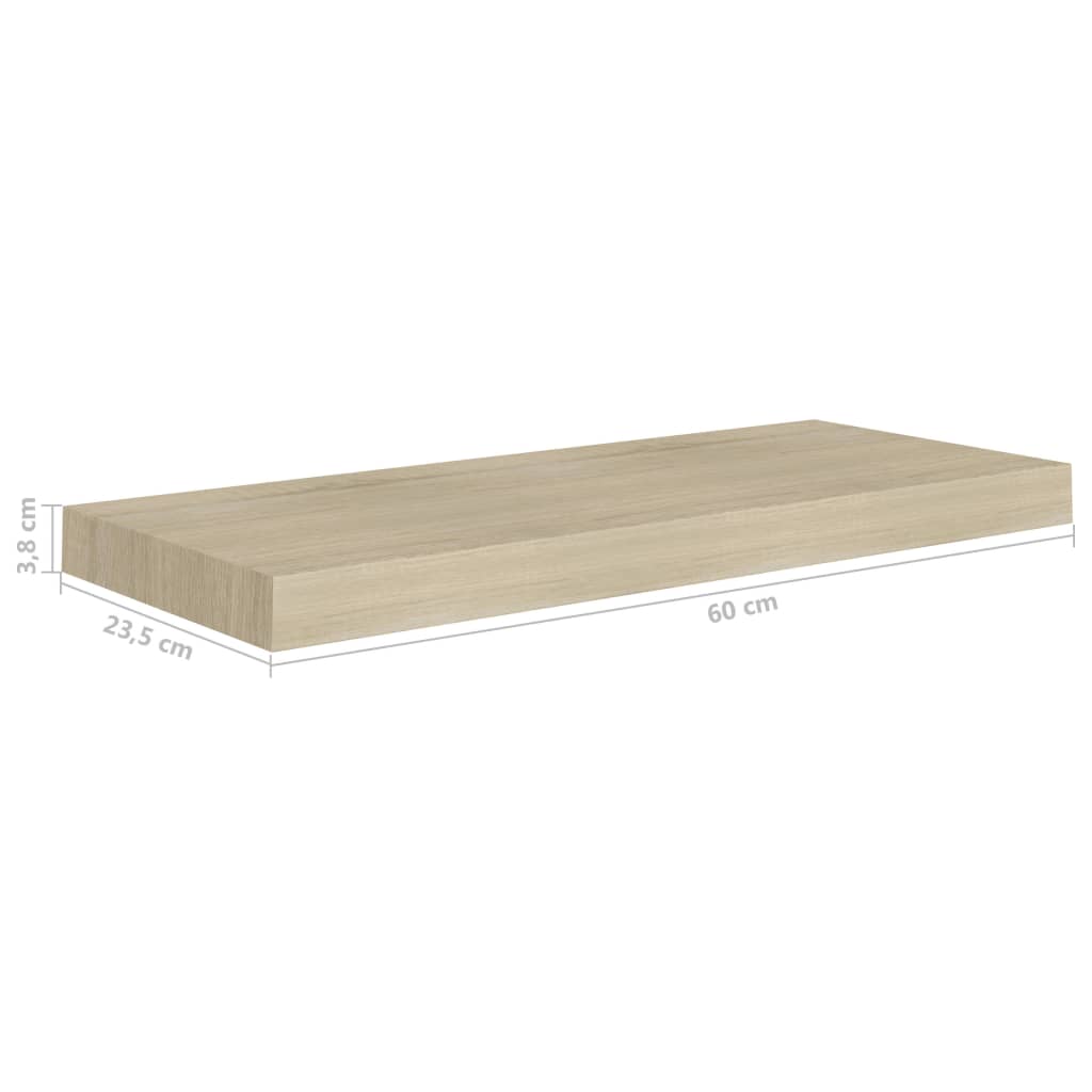 Floating Wall Shelves 2 pcs Oak 60x23.5x3.8 cm MDF- Wall Shelves & Ledges - HomeShopIreland - Home Shop Ireland - Wall Shelves & Ledges - Floating Wall Shelves 2 pcs Oak 60x23.5x3.8 cm MDF
