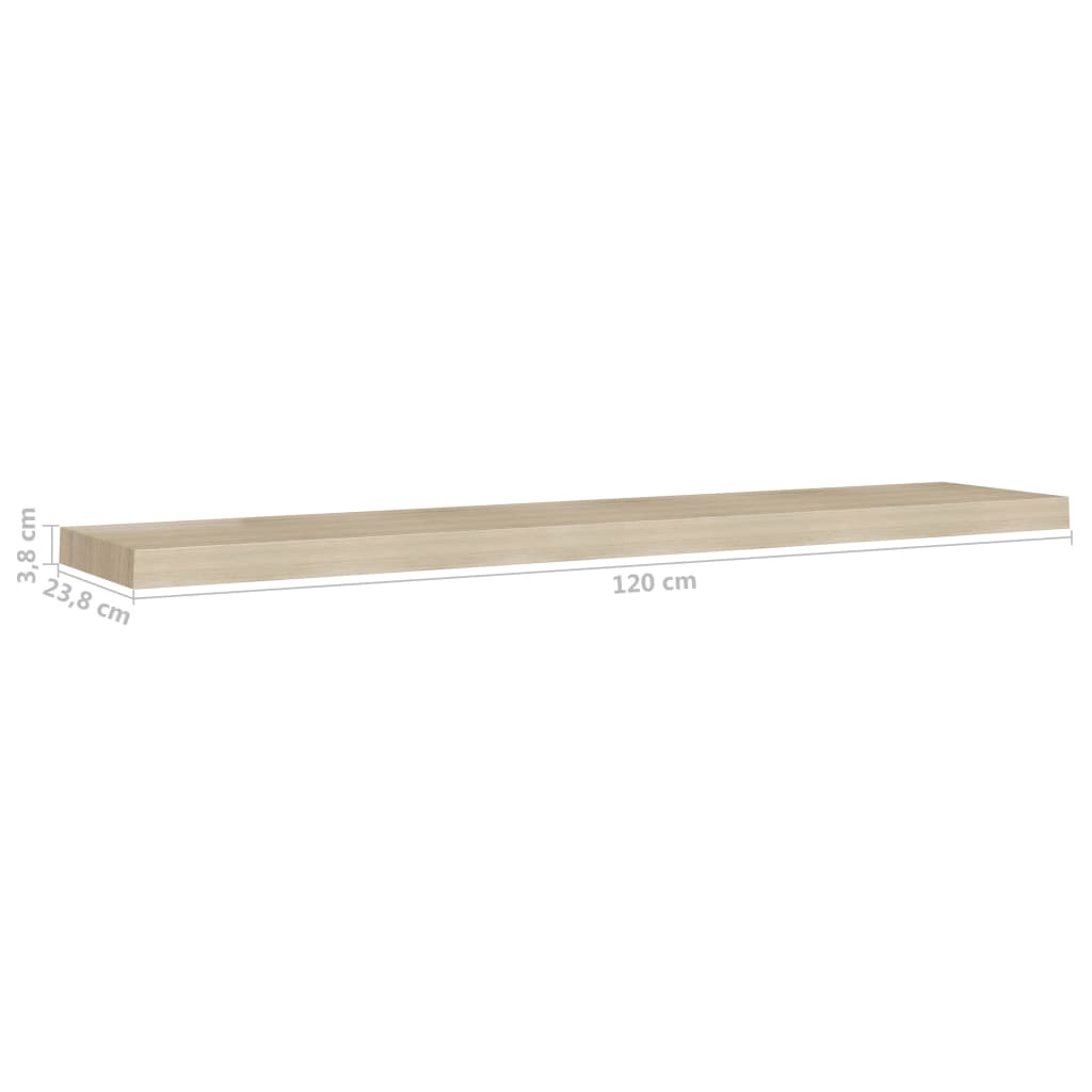 Floating Wall Shelves 2 pcs Oak 120x23.5x3.8 cm MDF- Wall Shelves & Ledges - HomeShopIreland - Home Shop Ireland - Wall Shelves & Ledges - Floating Wall Shelves 2 pcs Oak 120x23.5x3.8 cm MDF
