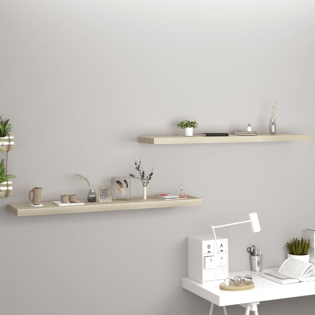 Floating Wall Shelves 2 pcs Oak 120x23.5x3.8 cm MDF- Wall Shelves & Ledges - HomeShopIreland - Home Shop Ireland - Wall Shelves & Ledges - Floating Wall Shelves 2 pcs Oak 120x23.5x3.8 cm MDF