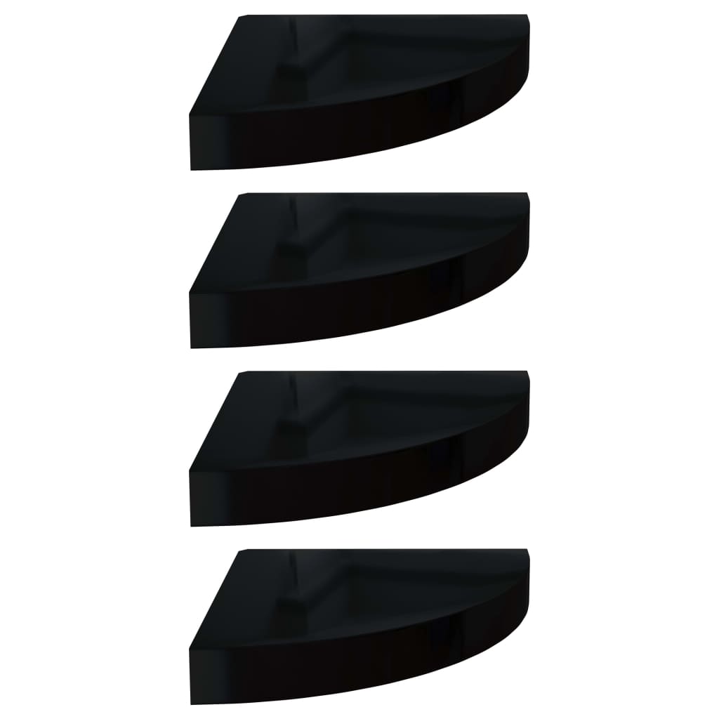 Floating Corner Shelves 4 pcs High Gloss Black 25x25x3.8 cm MDF- Wall Shelves & Ledges - HomeShopIreland - Home Shop Ireland - Wall Shelves & Ledges - Floating Corner Shelves 4 pcs High Gloss Black 25x25x3.8 cm MDF