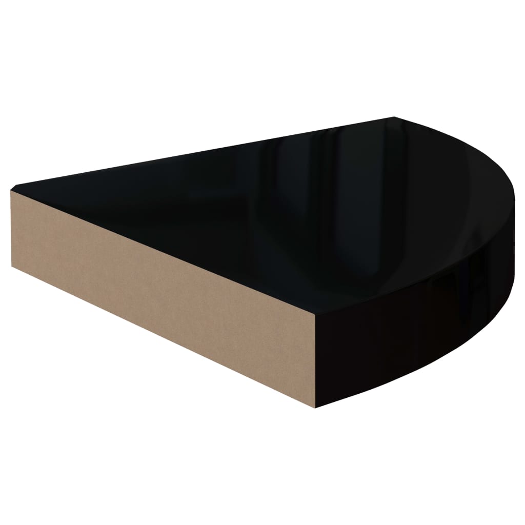 Floating Corner Shelves 4 pcs High Gloss Black 25x25x3.8 cm MDF- Wall Shelves & Ledges - HomeShopIreland - Home Shop Ireland - Wall Shelves & Ledges - Floating Corner Shelves 4 pcs High Gloss Black 25x25x3.8 cm MDF