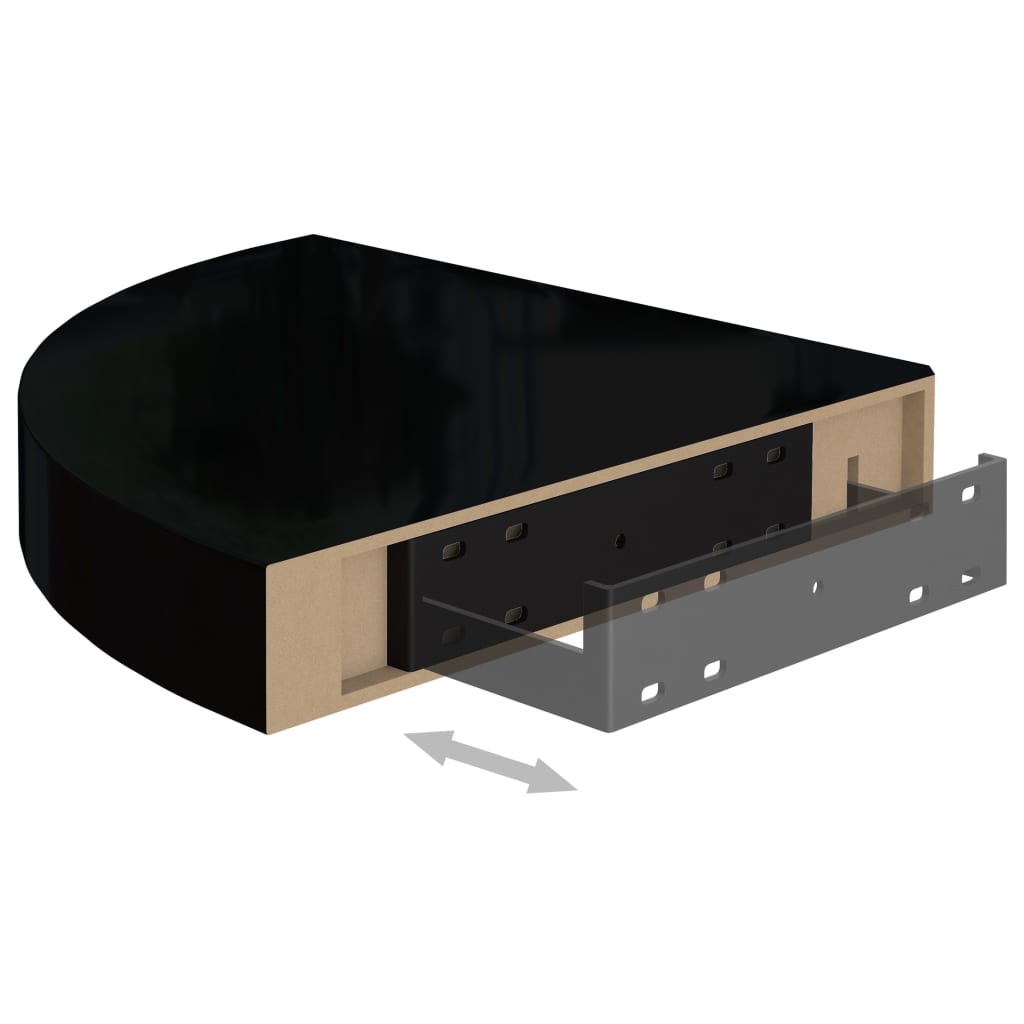 Floating Corner Shelves 4 pcs High Gloss Black 25x25x3.8 cm MDF- Wall Shelves & Ledges - HomeShopIreland - Home Shop Ireland - Wall Shelves & Ledges - Floating Corner Shelves 4 pcs High Gloss Black 25x25x3.8 cm MDF