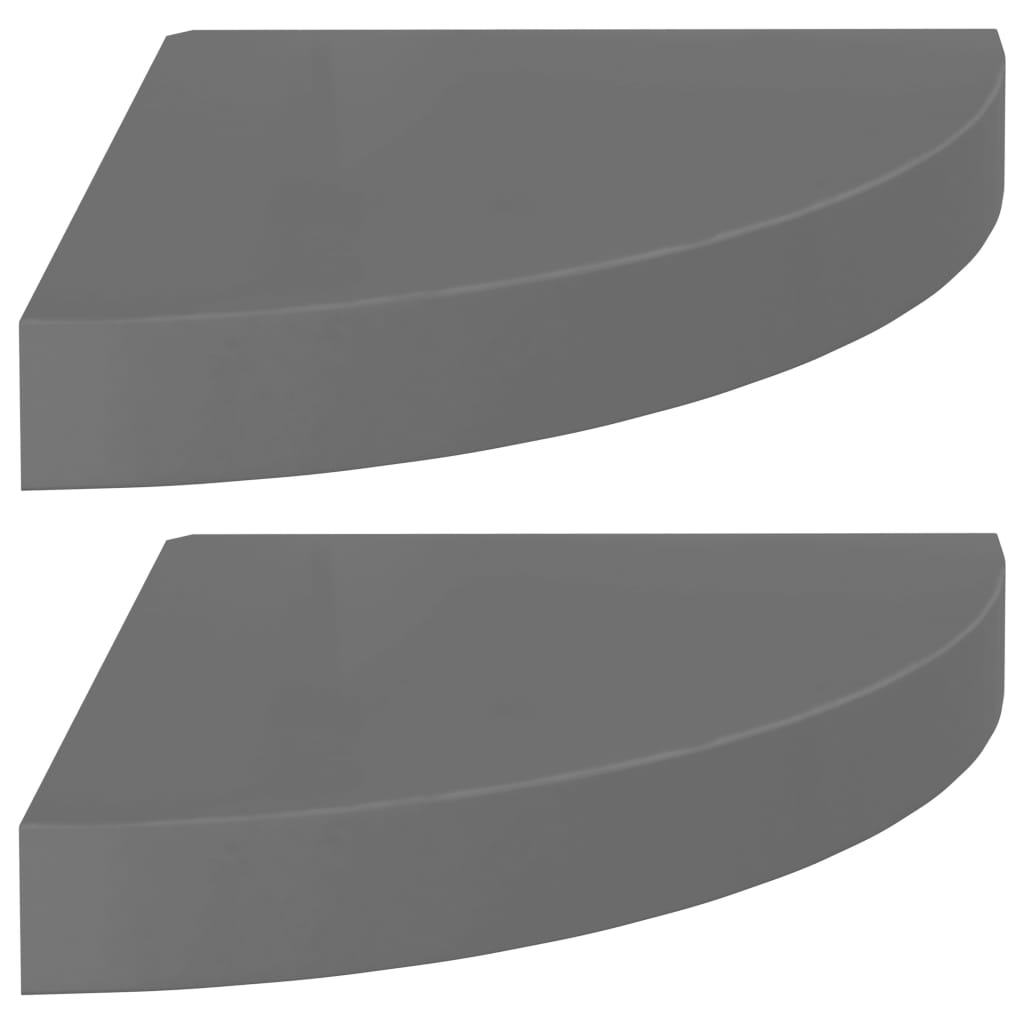 Floating Corner Shelves 2 pcs High Gloss Grey 25x25x3.8 cm MDF- Wall Shelves & Ledges - HomeShopIreland - Home Shop Ireland - Wall Shelves & Ledges - Floating Corner Shelves 2 pcs High Gloss Grey 25x25x3.8 cm MDF