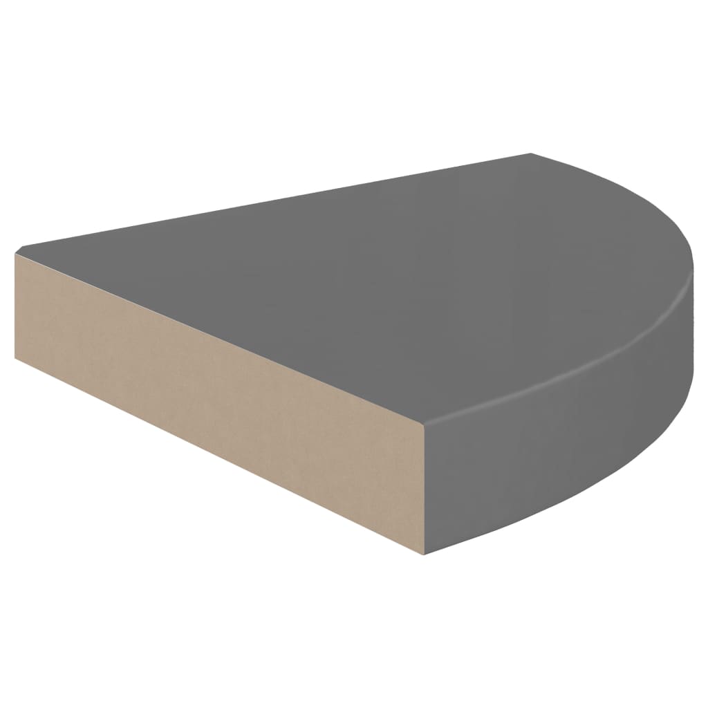 Floating Corner Shelves 2 pcs High Gloss Grey 25x25x3.8 cm MDF- Wall Shelves & Ledges - HomeShopIreland - Home Shop Ireland - Wall Shelves & Ledges - Floating Corner Shelves 2 pcs High Gloss Grey 25x25x3.8 cm MDF