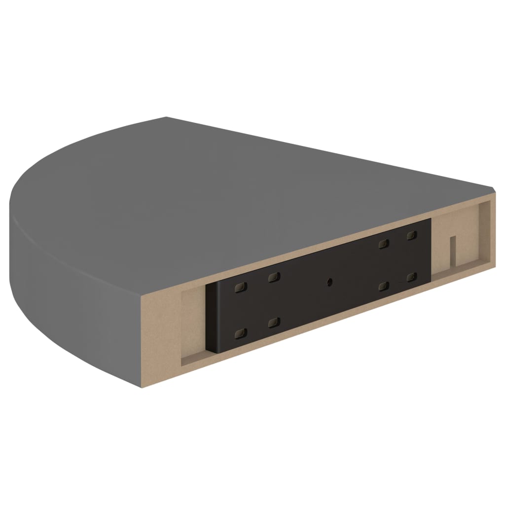 Floating Corner Shelves 2 pcs High Gloss Grey 25x25x3.8 cm MDF- Wall Shelves & Ledges - HomeShopIreland - Home Shop Ireland - Wall Shelves & Ledges - Floating Corner Shelves 2 pcs High Gloss Grey 25x25x3.8 cm MDF
