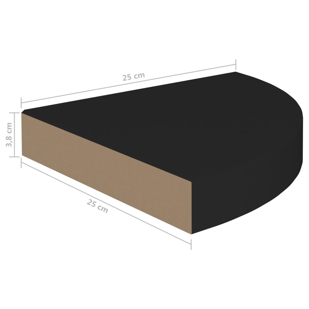 Floating Corner Shelves 4 pcs Black 25x25x3.8 cm MDF- Wall Shelves & Ledges - HomeShopIreland - Home Shop Ireland - Wall Shelves & Ledges - Floating Corner Shelves 4 pcs Black 25x25x3.8 cm MDF