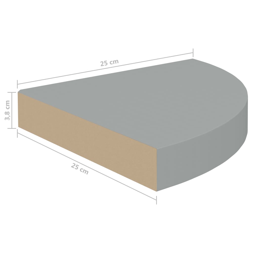 Floating Corner Shelves 4 pcs Grey 25x25x3.8 cm MDF- Wall Shelves & Ledges - HomeShopIreland - Home Shop Ireland - Wall Shelves & Ledges - Floating Corner Shelves 4 pcs Grey 25x25x3.8 cm MDF