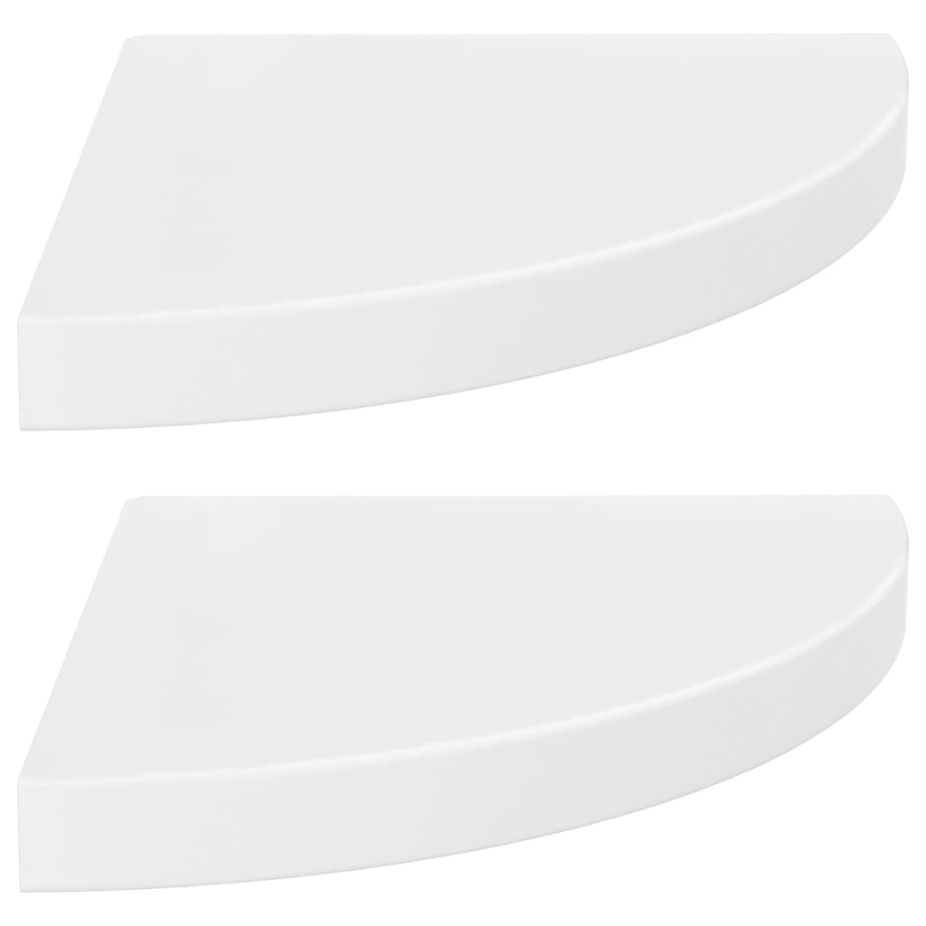 Floating Corner Shelves 2 pcs High Gloss White 35x35x3.8 cm MDF- Wall Shelves & Ledges - HomeShopIreland - Home Shop Ireland - Wall Shelves & Ledges - Floating Corner Shelves 2 pcs High Gloss White 35x35x3.8 cm MDF