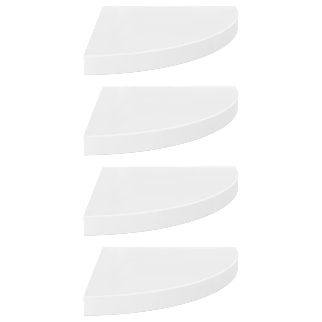 Floating Corner Shelves 4 pcs High Gloss White 35x35x3.8 cm MDF- Wall Shelves & Ledges - HomeShopIreland - Home Shop Ireland - Wall Shelves & Ledges - Floating Corner Shelves 4 pcs High Gloss White 35x35x3.8 cm MDF