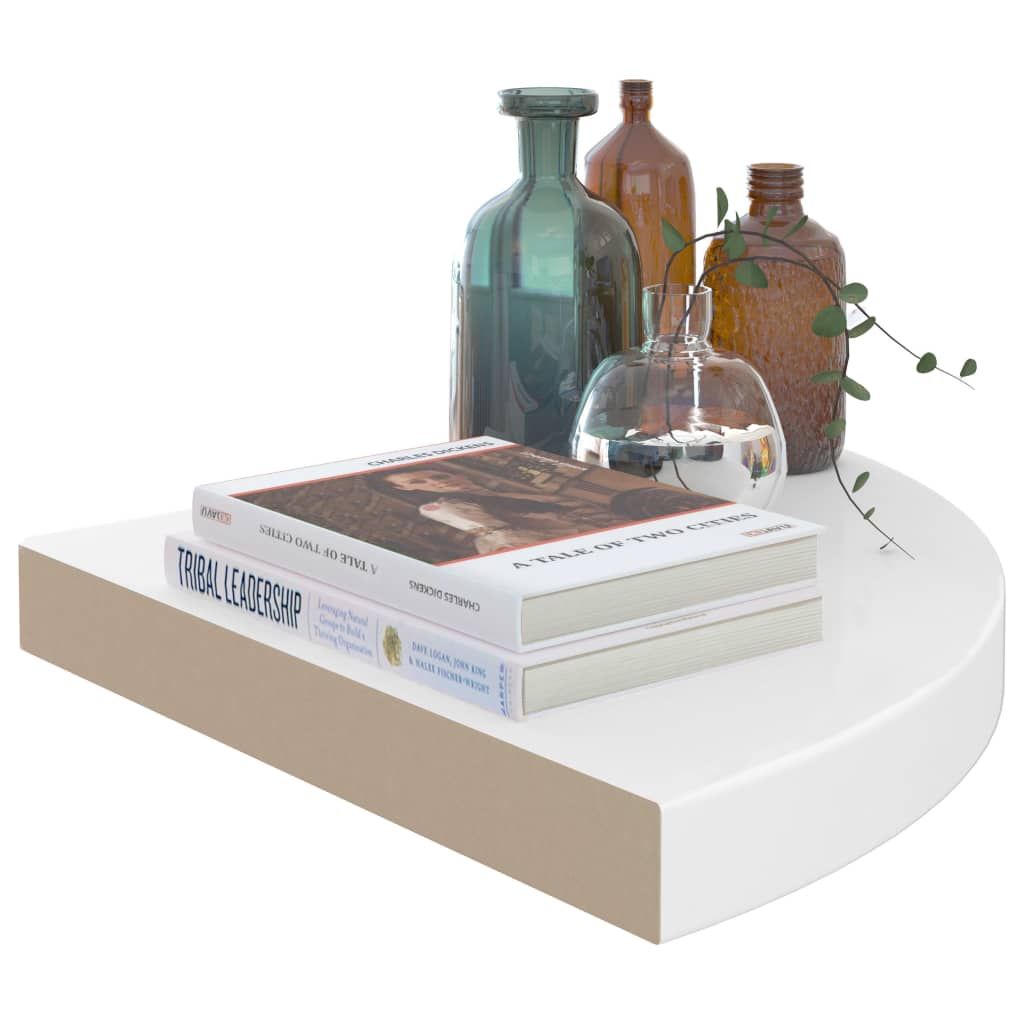 Floating Corner Shelves 4 pcs High Gloss White 35x35x3.8 cm MDF- Wall Shelves & Ledges - HomeShopIreland - Home Shop Ireland - Wall Shelves & Ledges - Floating Corner Shelves 4 pcs High Gloss White 35x35x3.8 cm MDF