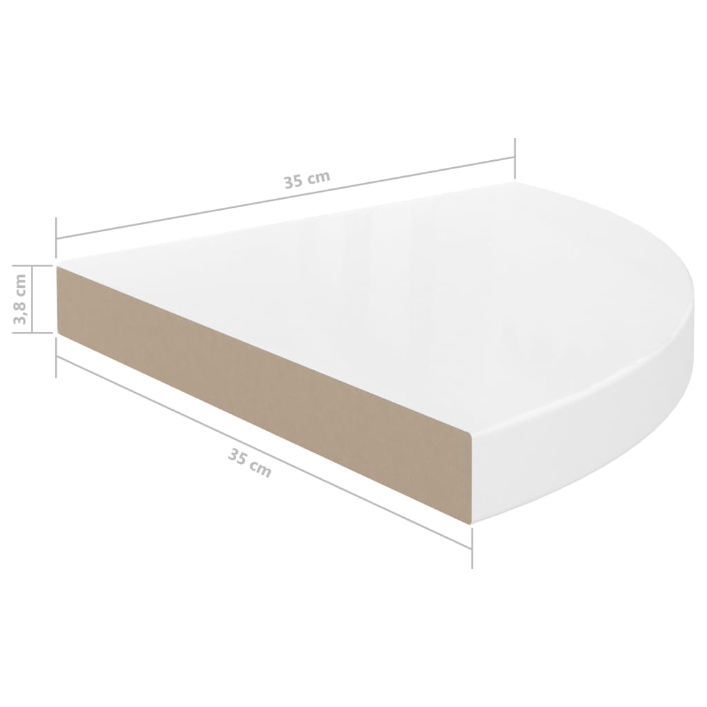 Floating Corner Shelves 4 pcs High Gloss White 35x35x3.8 cm MDF- Wall Shelves & Ledges - HomeShopIreland - Home Shop Ireland - Wall Shelves & Ledges - Floating Corner Shelves 4 pcs High Gloss White 35x35x3.8 cm MDF