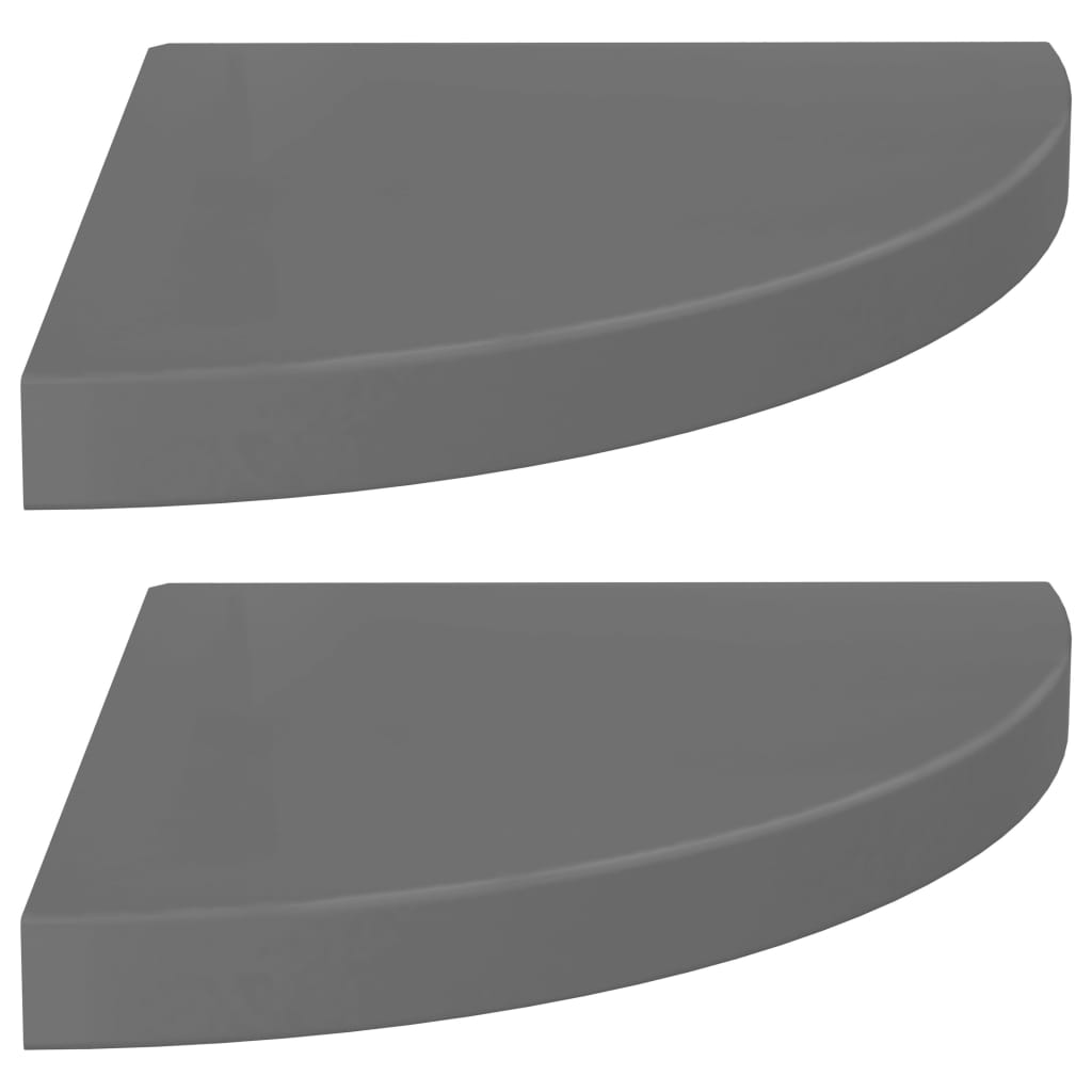 Floating Corner Shelves 2 pcs High Gloss Grey 35x35x3.8 cm MDF- Wall Shelves & Ledges - HomeShopIreland - Home Shop Ireland - Wall Shelves & Ledges - Floating Corner Shelves 2 pcs High Gloss Grey 35x35x3.8 cm MDF
