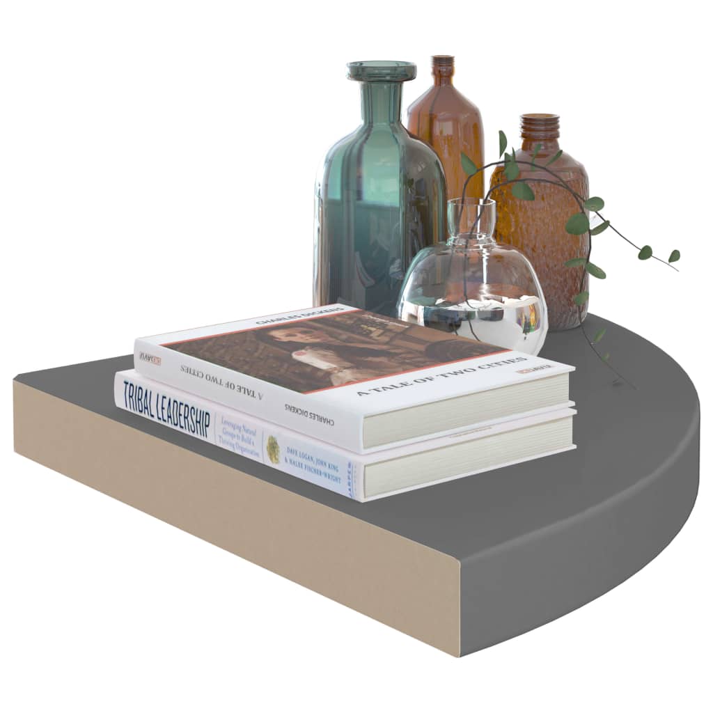 Floating Corner Shelves 2 pcs High Gloss Grey 35x35x3.8 cm MDF- Wall Shelves & Ledges - HomeShopIreland - Home Shop Ireland - Wall Shelves & Ledges - Floating Corner Shelves 2 pcs High Gloss Grey 35x35x3.8 cm MDF