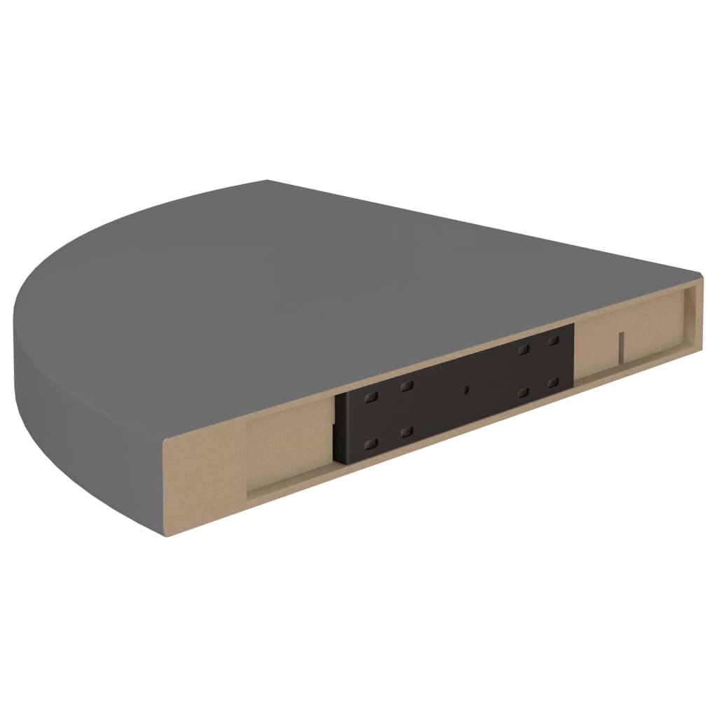 Floating Corner Shelves 2 pcs High Gloss Grey 35x35x3.8 cm MDF- Wall Shelves & Ledges - HomeShopIreland - Home Shop Ireland - Wall Shelves & Ledges - Floating Corner Shelves 2 pcs High Gloss Grey 35x35x3.8 cm MDF