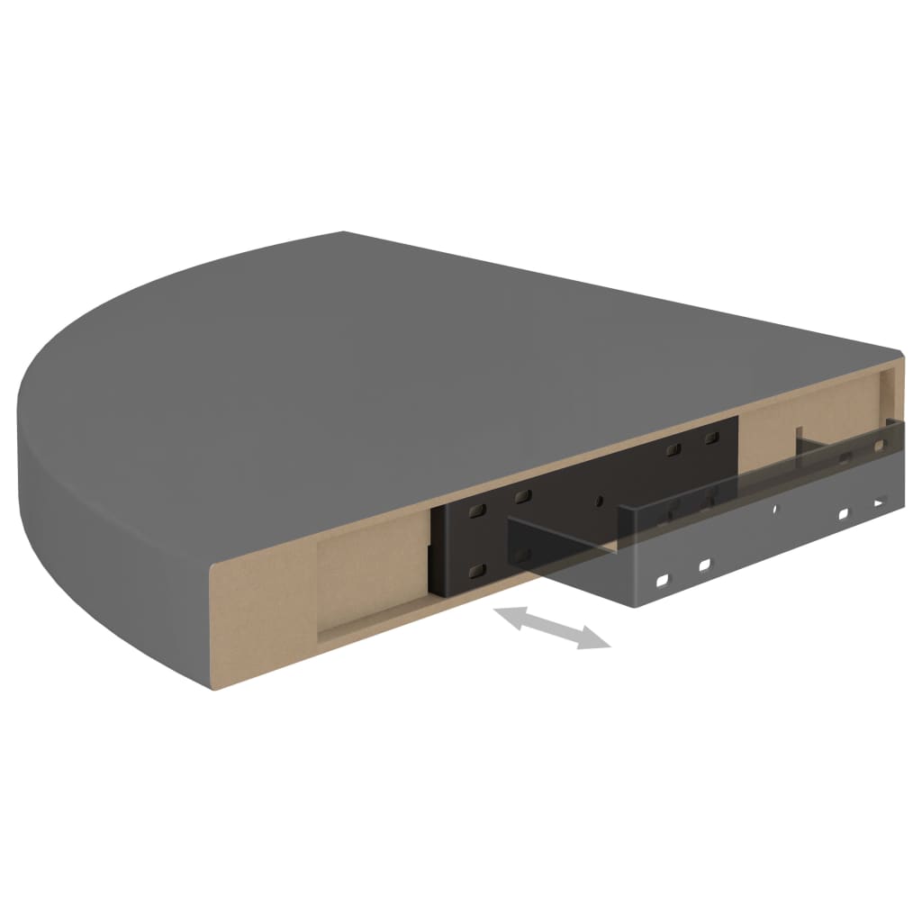 Floating Corner Shelves 2 pcs High Gloss Grey 35x35x3.8 cm MDF- Wall Shelves & Ledges - HomeShopIreland - Home Shop Ireland - Wall Shelves & Ledges - Floating Corner Shelves 2 pcs High Gloss Grey 35x35x3.8 cm MDF