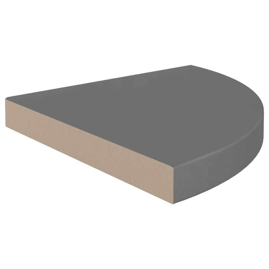 Floating Corner Shelves 4 pcs High Gloss Grey 35x35x3.8 cm MDF- Wall Shelves & Ledges - HomeShopIreland - Home Shop Ireland - Wall Shelves & Ledges - Floating Corner Shelves 4 pcs High Gloss Grey 35x35x3.8 cm MDF