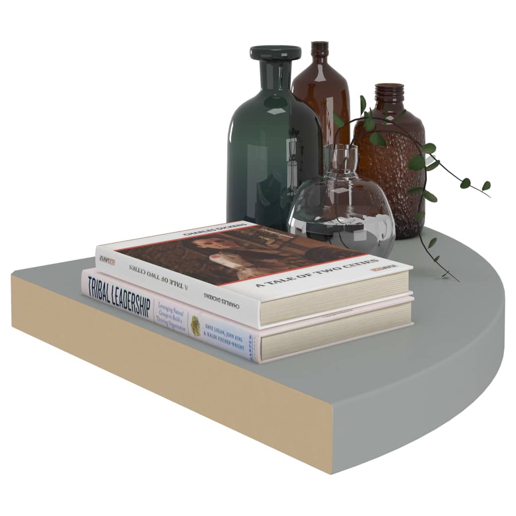 Floating Corner Shelf Grey 35x35x3.8 cm MDF- Wall Shelves & Ledges - HomeShopIreland - Home Shop Ireland - Wall Shelves & Ledges - Floating Corner Shelf Grey 35x35x3.8 cm MDF