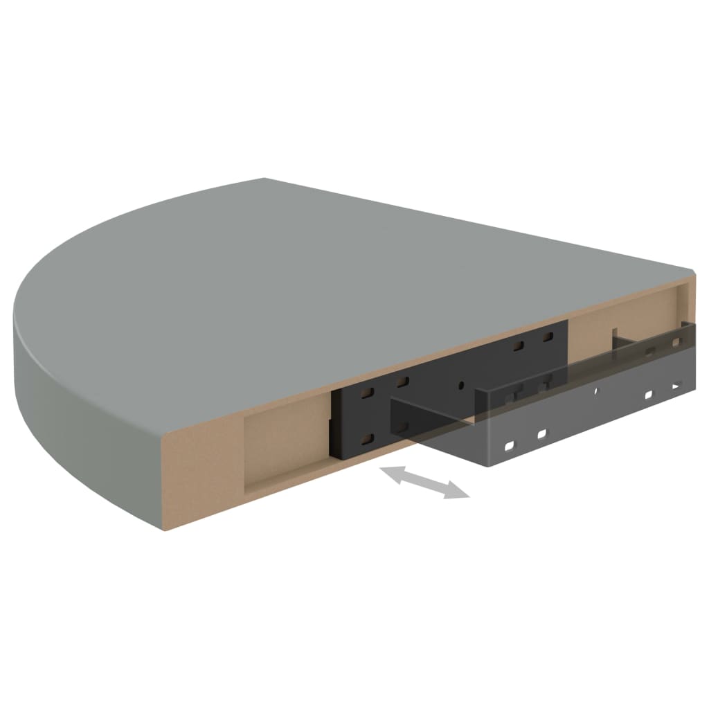 Floating Corner Shelf Grey 35x35x3.8 cm MDF- Wall Shelves & Ledges - HomeShopIreland - Home Shop Ireland - Wall Shelves & Ledges - Floating Corner Shelf Grey 35x35x3.8 cm MDF
