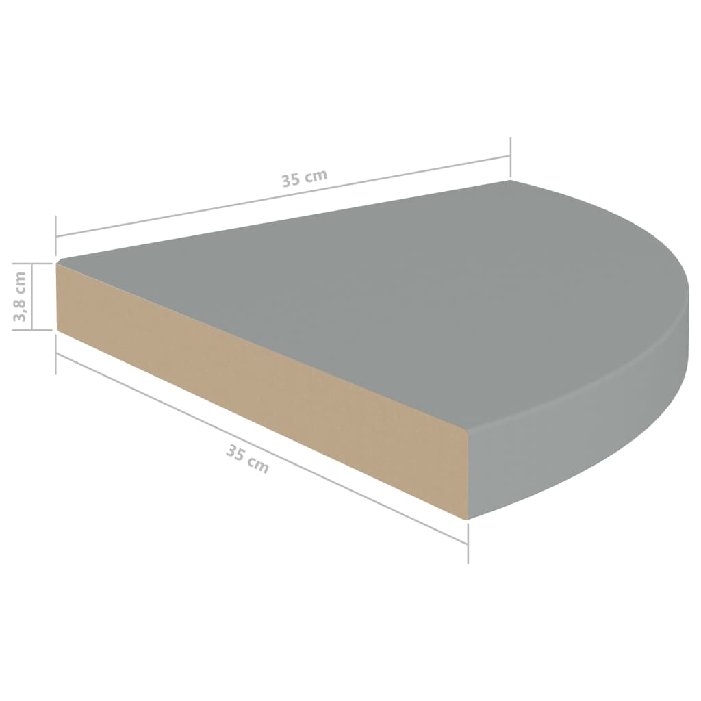 Floating Corner Shelf Grey 35x35x3.8 cm MDF- Wall Shelves & Ledges - HomeShopIreland - Home Shop Ireland - Wall Shelves & Ledges - Floating Corner Shelf Grey 35x35x3.8 cm MDF