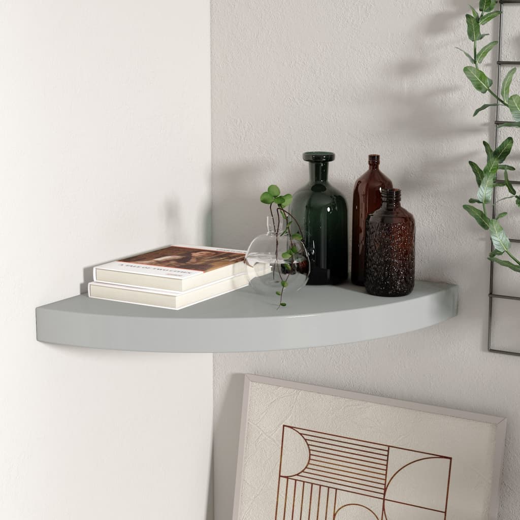 Floating Corner Shelf Grey 35x35x3.8 cm MDF- Wall Shelves & Ledges - HomeShopIreland - Home Shop Ireland - Wall Shelves & Ledges - Floating Corner Shelf Grey 35x35x3.8 cm MDF