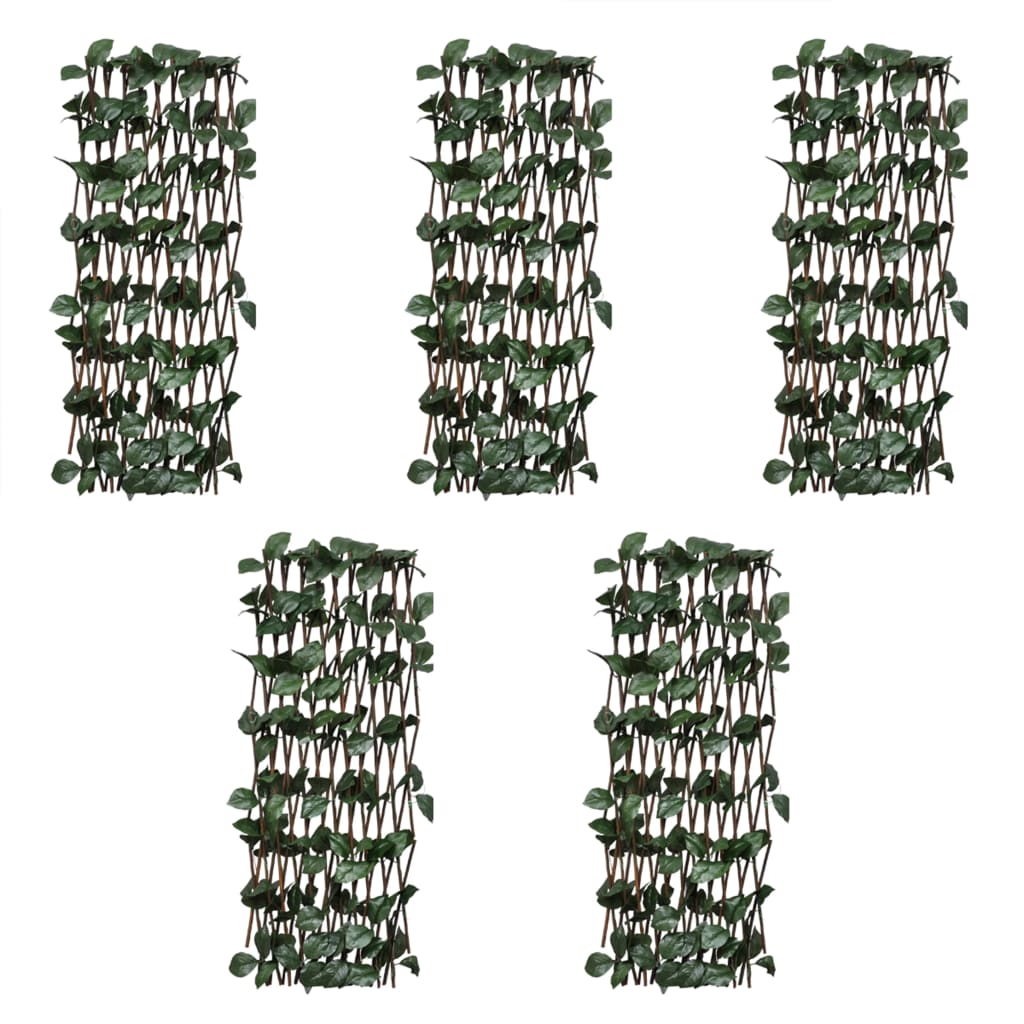 Willow Trellis Fences 5 pcs with Artificial Leaves 180x30 cm- Fence Panels - HomeShopIreland - Home Shop Ireland - Fence Panels - Willow Trellis Fences 5 pcs with Artificial Leaves 180x30 cm