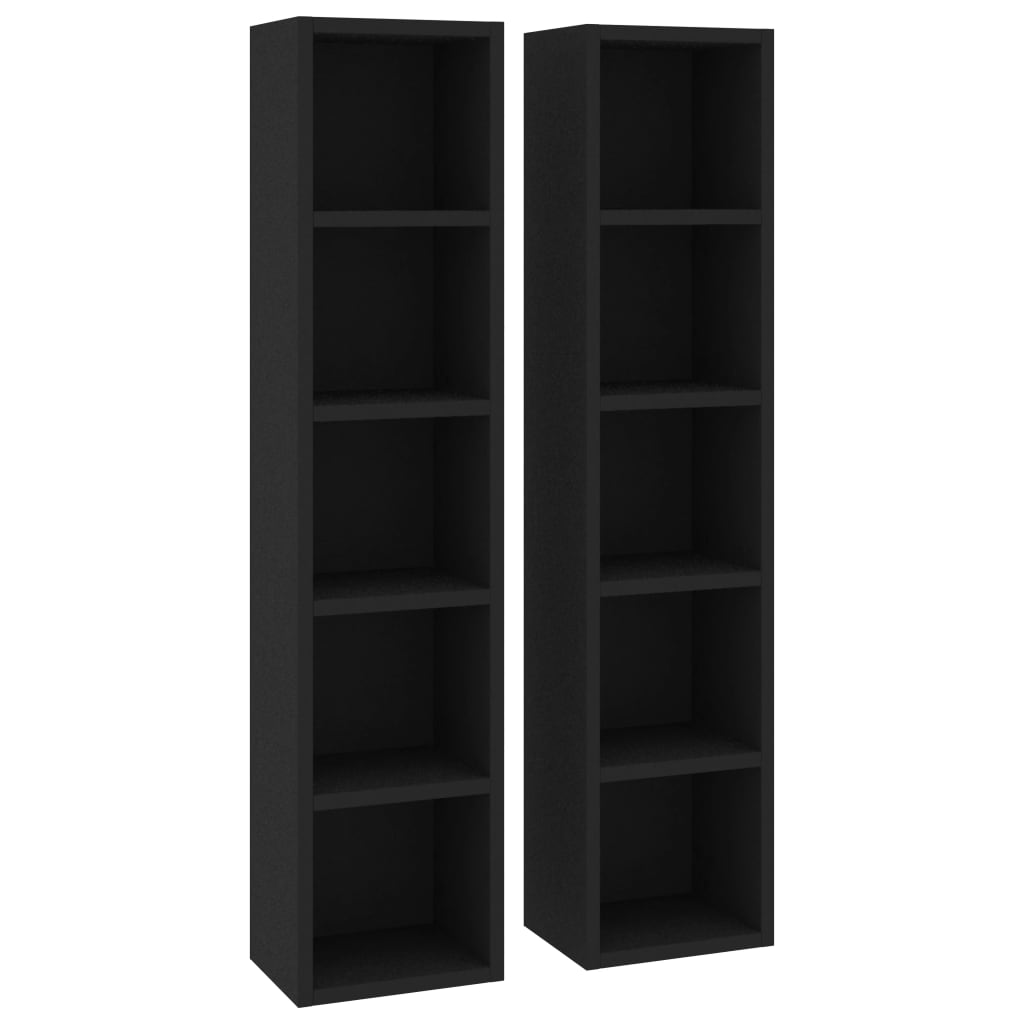 CD Cabinets 2 pcs Black 21x16x93.5 cm Chipboard- Media Storage Cabinets & Racks - HomeShopIreland - Home Shop Ireland - Media Storage Cabinets & Racks - CD Cabinets 2 pcs Black 21x16x93.5 cm Chipboard