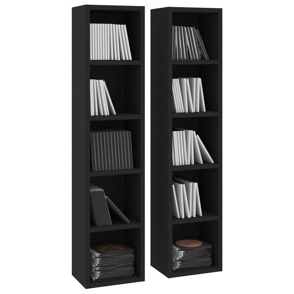 CD Cabinets 2 pcs Black 21x16x93.5 cm Chipboard- Media Storage Cabinets & Racks - HomeShopIreland - Home Shop Ireland - Media Storage Cabinets & Racks - CD Cabinets 2 pcs Black 21x16x93.5 cm Chipboard