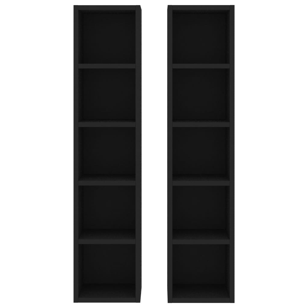 CD Cabinets 2 pcs Black 21x16x93.5 cm Chipboard- Media Storage Cabinets & Racks - HomeShopIreland - Home Shop Ireland - Media Storage Cabinets & Racks - CD Cabinets 2 pcs Black 21x16x93.5 cm Chipboard
