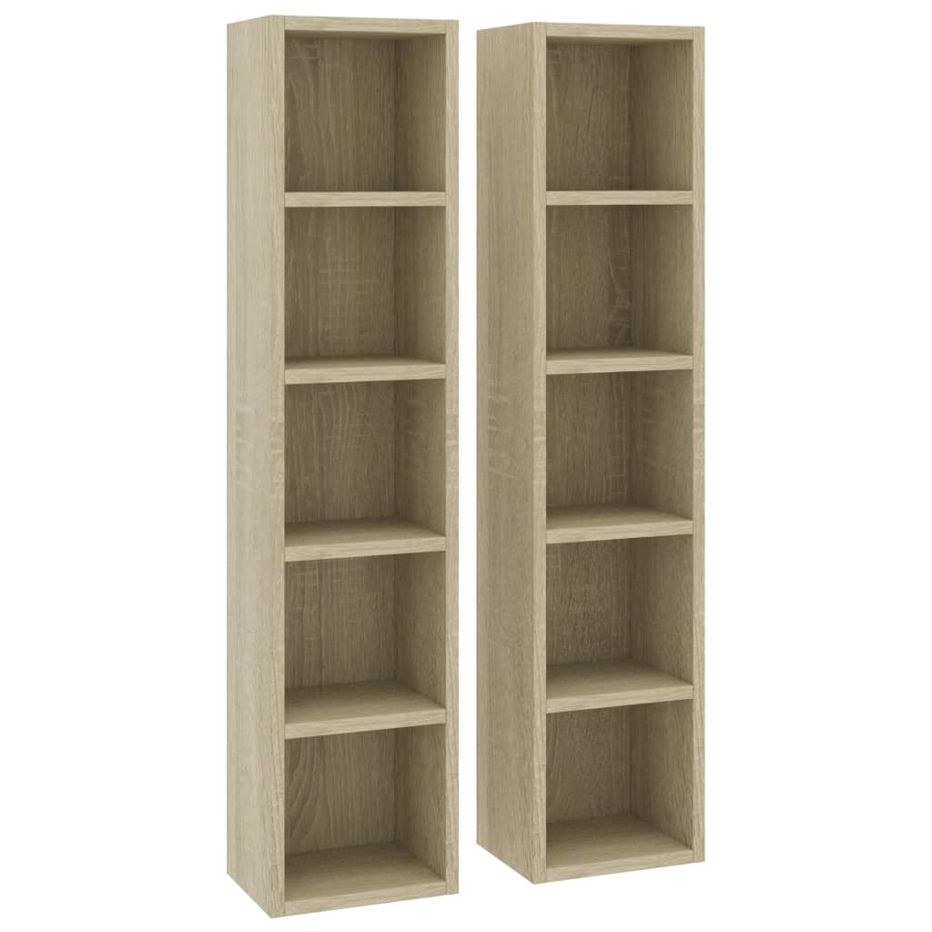 CD Cabinets 2 pcs Sonoma Oak 21x16x93.5 cm Chipboard- Media Storage Cabinets & Racks - HomeShopIreland - Home Shop Ireland - Media Storage Cabinets & Racks - CD Cabinets 2 pcs Sonoma Oak 21x16x93.5 cm Chipboard