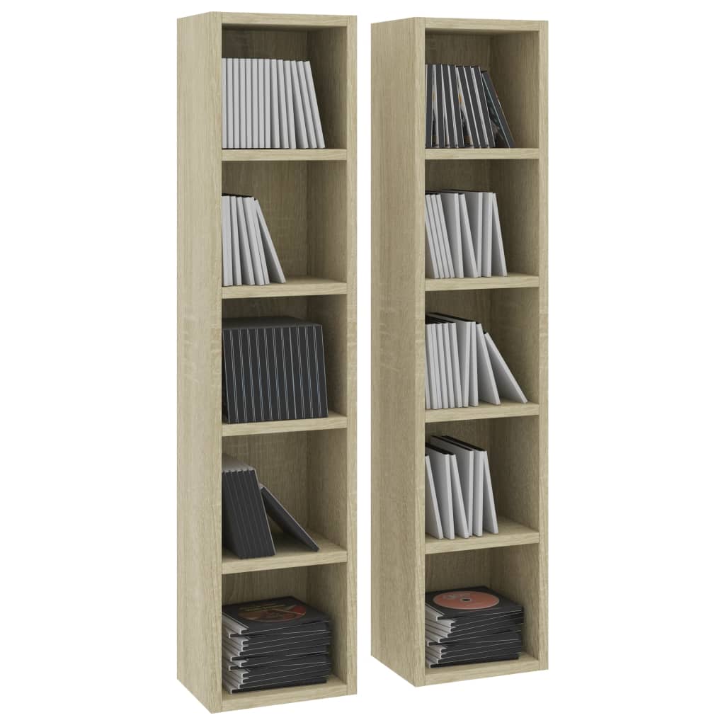 CD Cabinets 2 pcs Sonoma Oak 21x16x93.5 cm Chipboard- Media Storage Cabinets & Racks - HomeShopIreland - Home Shop Ireland - Media Storage Cabinets & Racks - CD Cabinets 2 pcs Sonoma Oak 21x16x93.5 cm Chipboard
