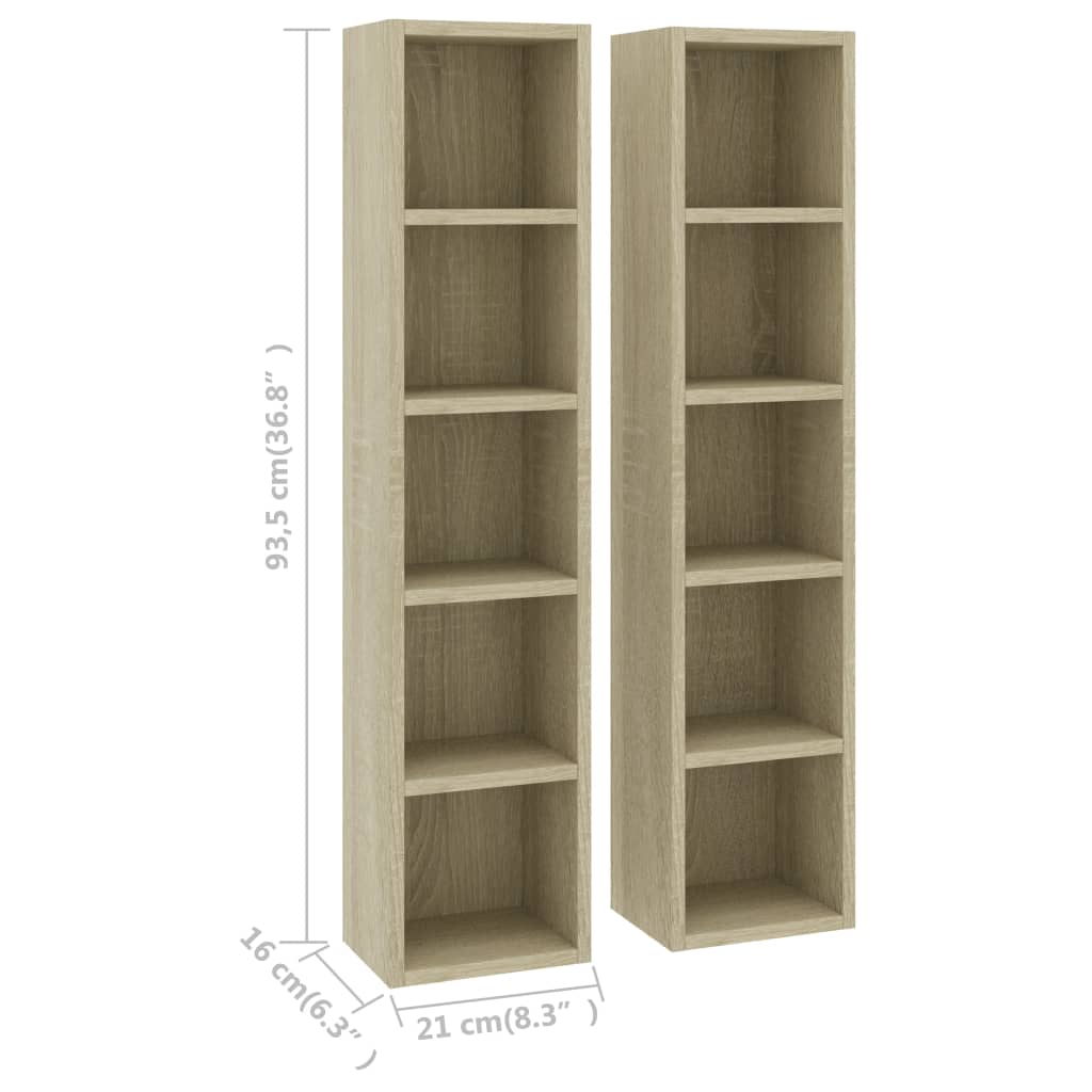 CD Cabinets 2 pcs Sonoma Oak 21x16x93.5 cm Chipboard- Media Storage Cabinets & Racks - HomeShopIreland - Home Shop Ireland - Media Storage Cabinets & Racks - CD Cabinets 2 pcs Sonoma Oak 21x16x93.5 cm Chipboard
