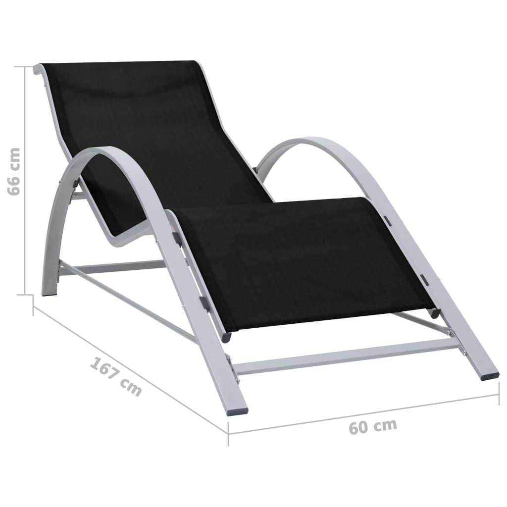 Sun Loungers 2 pcs with Table Aluminium Black- Sunloungers - HomeShopIreland - Home Shop Ireland - Sunloungers - Sun Loungers 2 pcs with Table Aluminium Black
