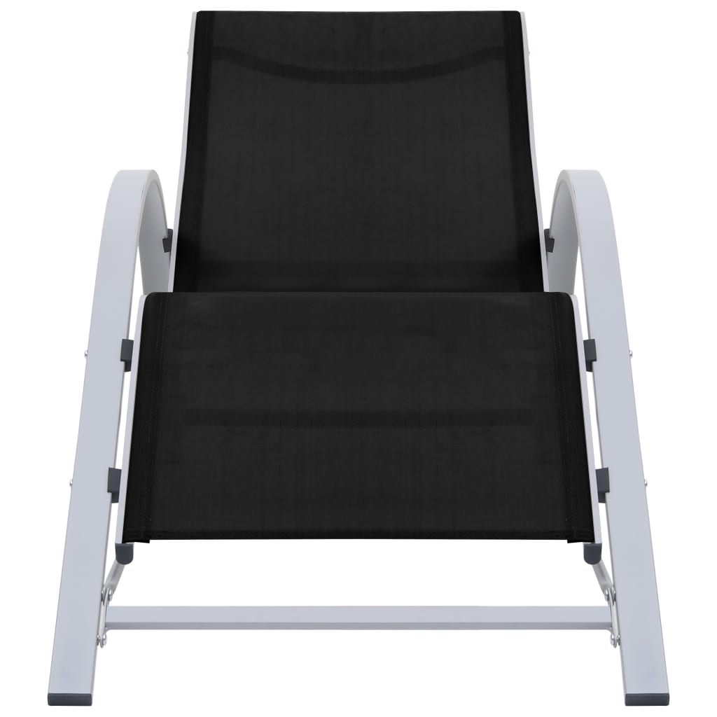Sun Loungers 2 pcs with Table Aluminium Black- Sunloungers - HomeShopIreland - Home Shop Ireland - Sunloungers - Sun Loungers 2 pcs with Table Aluminium Black