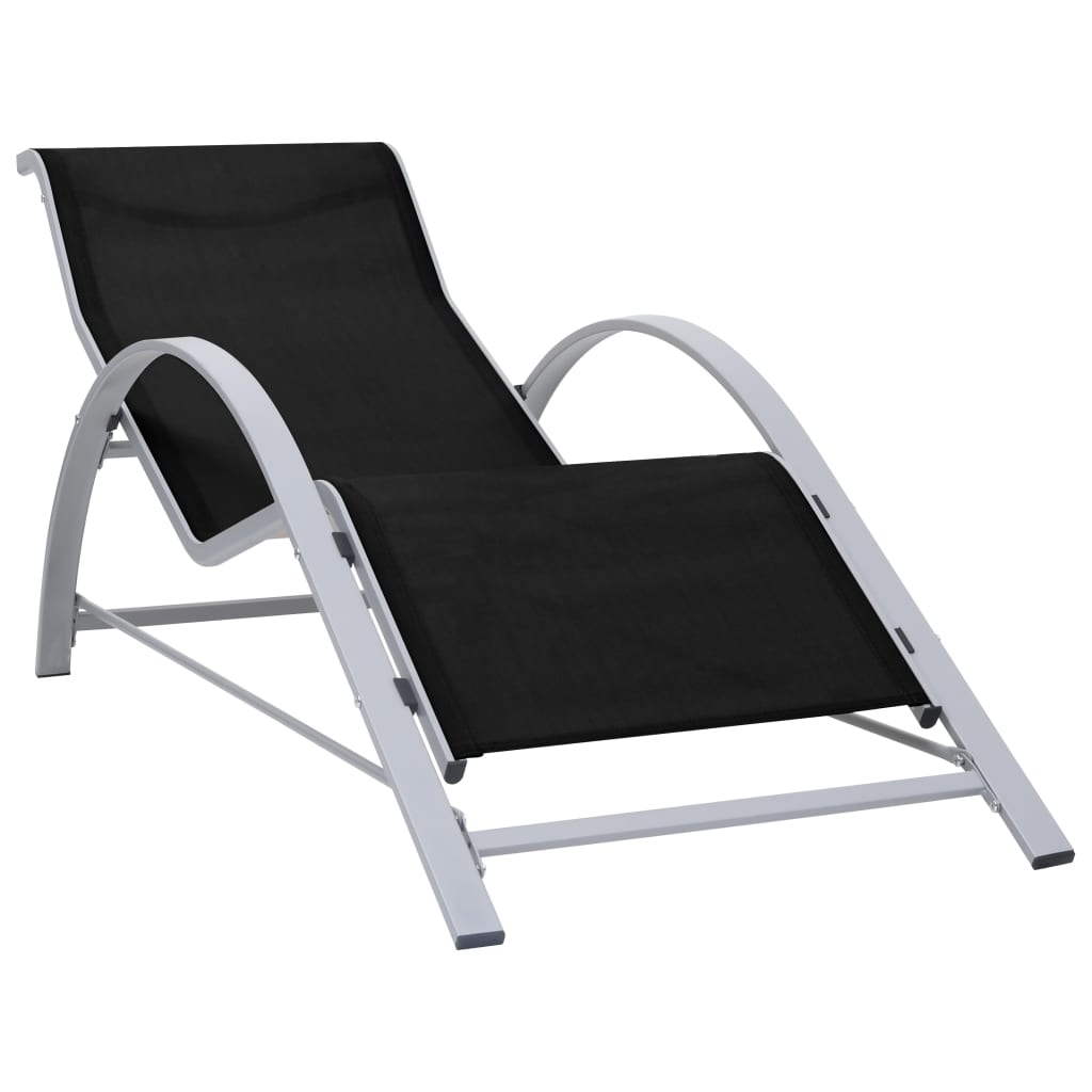 Sun Loungers 2 pcs with Table Aluminium Black- Sunloungers - HomeShopIreland - Home Shop Ireland - Sunloungers - Sun Loungers 2 pcs with Table Aluminium Black