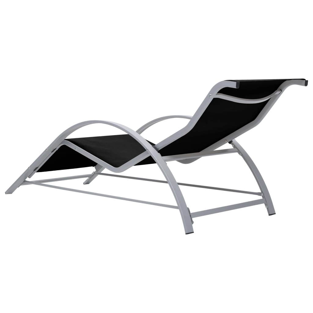 Sun Loungers 2 pcs with Table Aluminium Black- Sunloungers - HomeShopIreland - Home Shop Ireland - Sunloungers - Sun Loungers 2 pcs with Table Aluminium Black