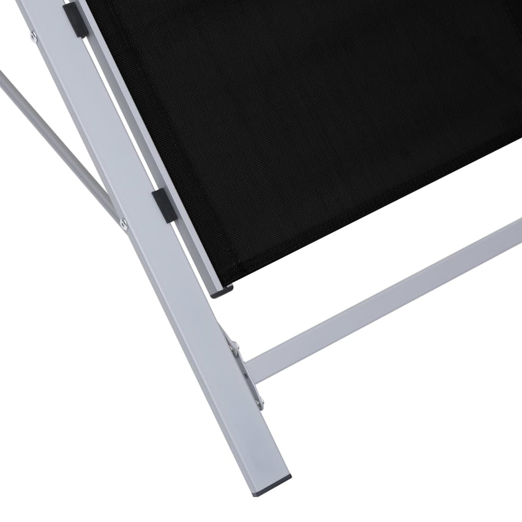 Sun Loungers 2 pcs with Table Aluminium Black- Sunloungers - HomeShopIreland - Home Shop Ireland - Sunloungers - Sun Loungers 2 pcs with Table Aluminium Black