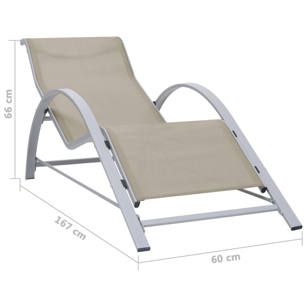 Sun Loungers 2 pcs with Table Aluminium Cream- Sunloungers - HomeShopIreland - Home Shop Ireland - Sunloungers - Sun Loungers 2 pcs with Table Aluminium Cream