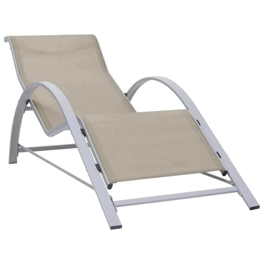 Sun Loungers 2 pcs with Table Aluminium Cream- Sunloungers - HomeShopIreland - Home Shop Ireland - Sunloungers - Sun Loungers 2 pcs with Table Aluminium Cream
