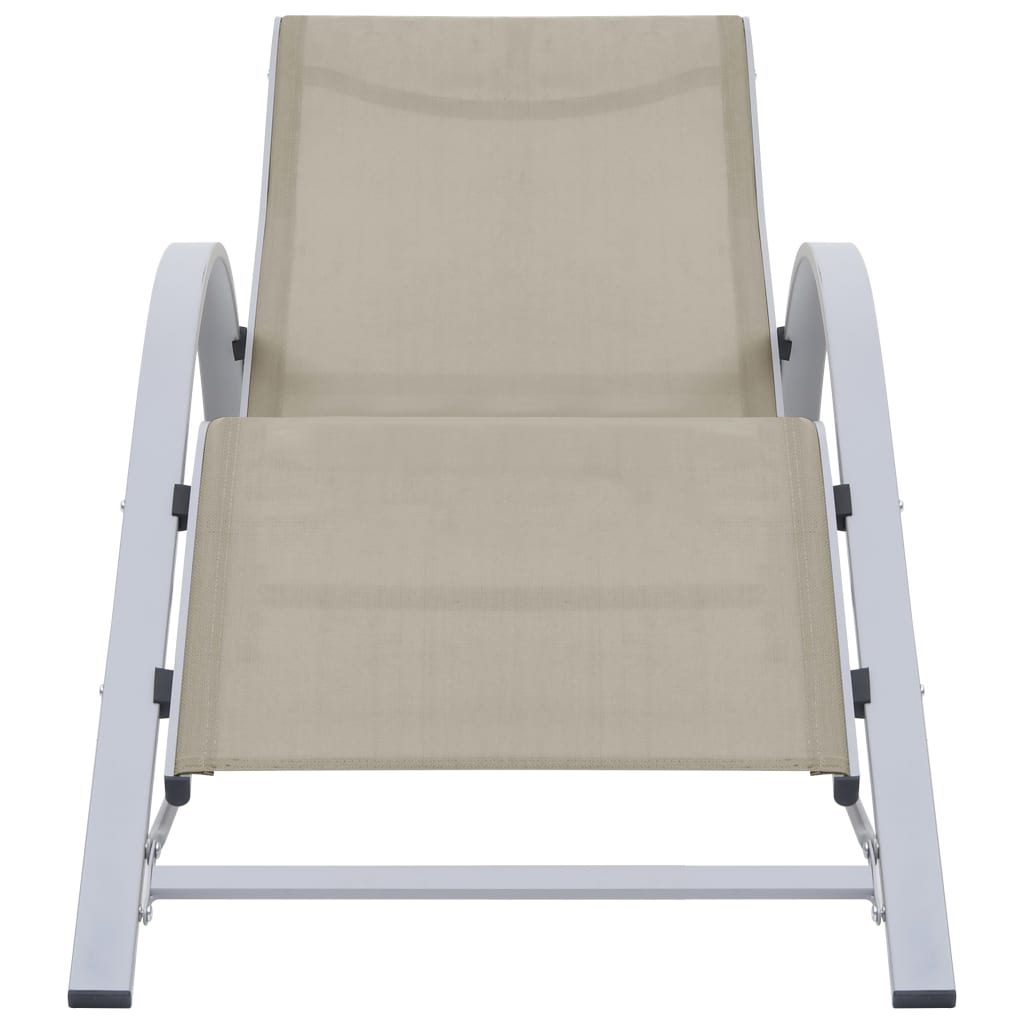 Sun Loungers 2 pcs with Table Aluminium Cream- Sunloungers - HomeShopIreland - Home Shop Ireland - Sunloungers - Sun Loungers 2 pcs with Table Aluminium Cream