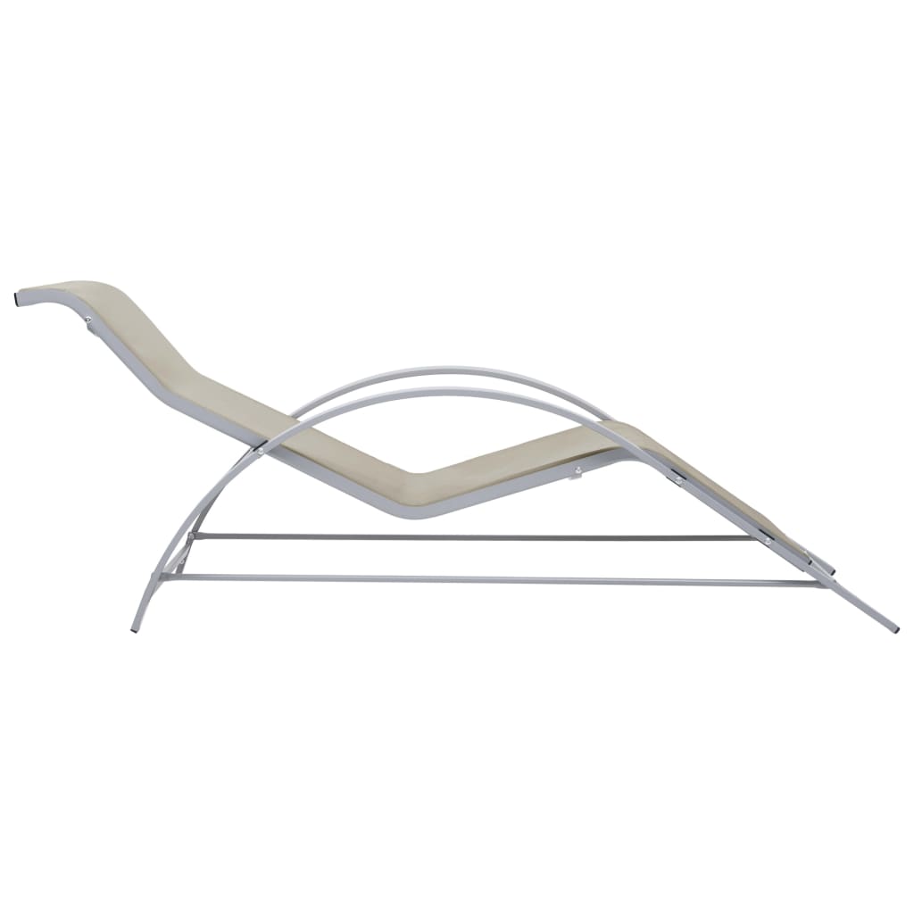 Sun Loungers 2 pcs with Table Aluminium Cream- Sunloungers - HomeShopIreland - Home Shop Ireland - Sunloungers - Sun Loungers 2 pcs with Table Aluminium Cream
